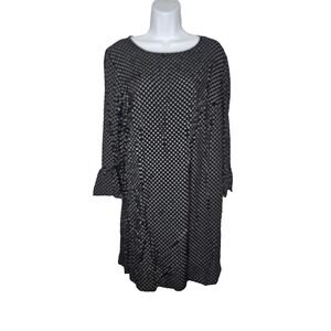 NWT Old Navy Women's Black White Polka Dot Dress Size M Rayon‎ Long Sleeve